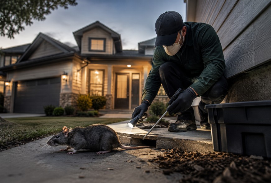 technician removing rat from sacramento home